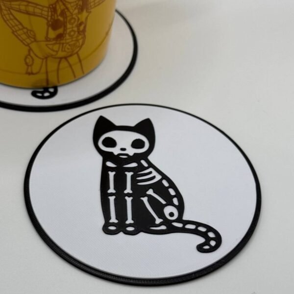 skeleton cat coaster