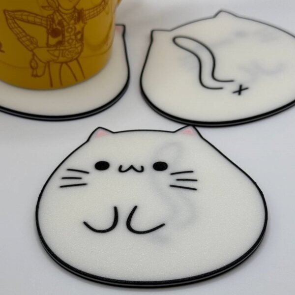 white cat coaster